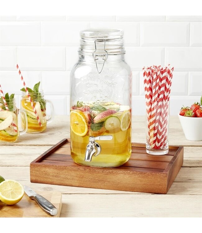 Drankdispenser met tekst en klemdeksel 3,6 ltr 195 x 145 x 325 mm - Fusion plus