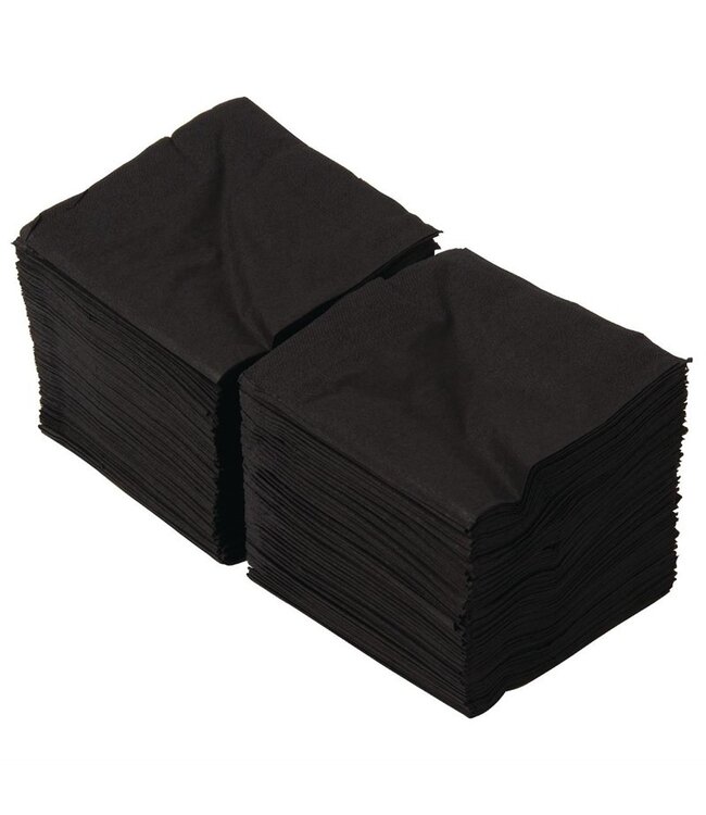 Servet 25x25 cm 2-laags zwart papier 1/4 gevouwen | prijs & verp per 2.000 stuks