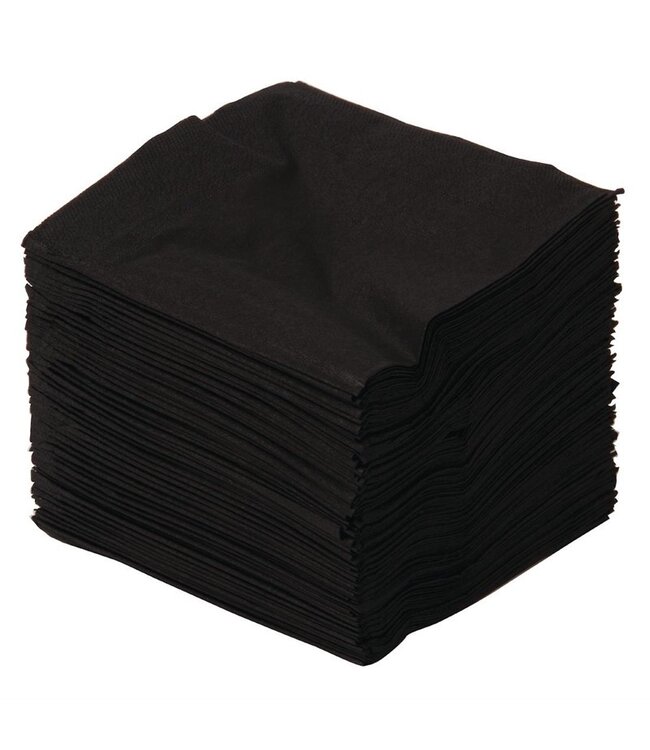 Servet 25x25 cm 2-laags zwart papier 1/4 gevouwen | prijs & verp per 2.000 stuks