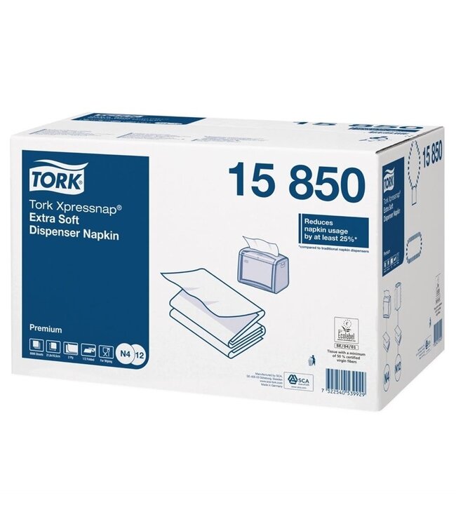 Servet 404 x 353 x 559 mm 2-laags wit papier, ultrazacht 1/2(Z) gevouwen - Tork N4 | prijs & verp per 8.000 stuks