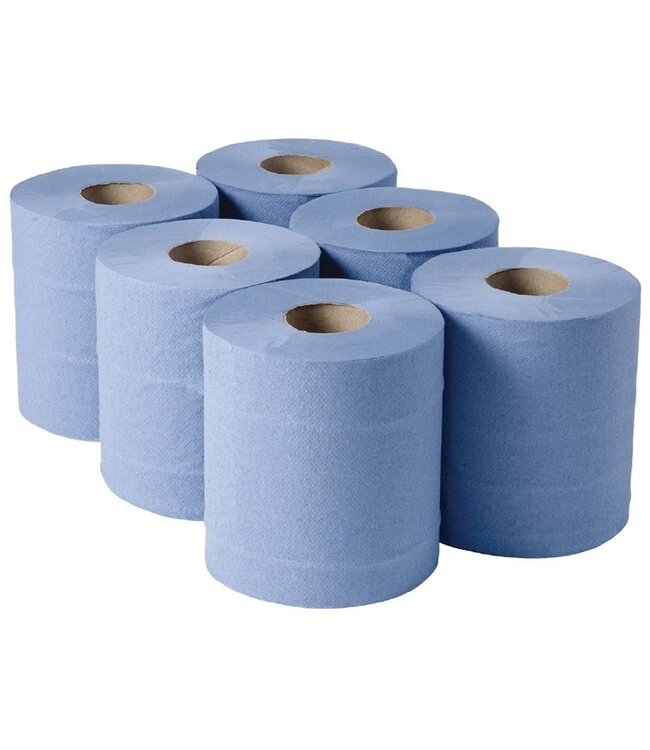 Handdoekrollen blauw 180 x 180 mm Centrefeed - Jantex | prijs & verp per 6 stuks