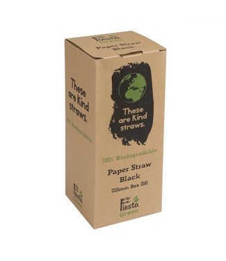 Fiesta Rietje biologisch afbreekbaar zwart gestreept 6 x 210 mm papier - Fiesta Green  | prijs & verp per 250 stuks