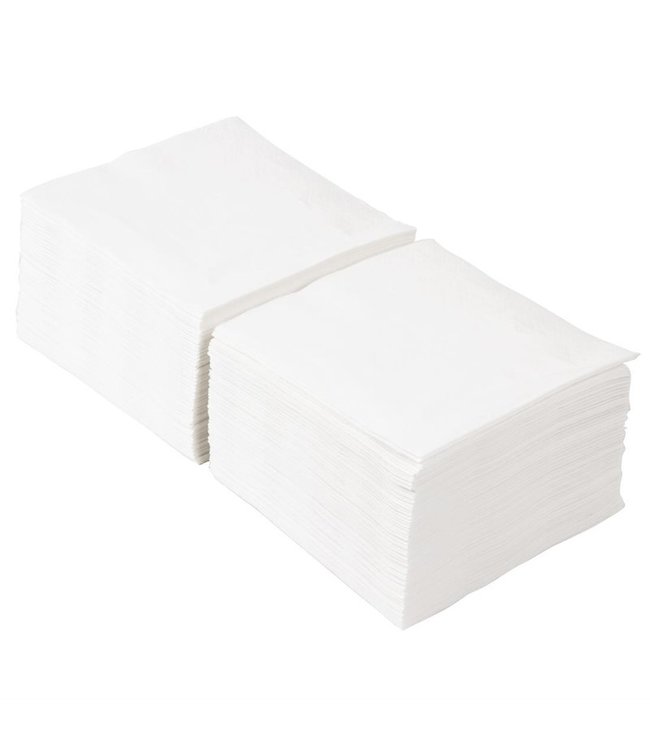 Servet 25x25 cm 2-laags wit papier 1/4 gevouwen | prijs & verp per 1.500 stuks