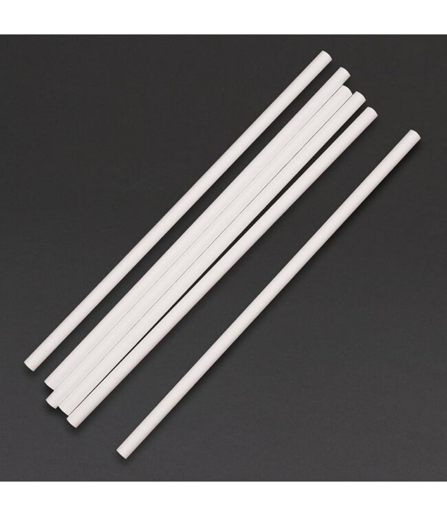 Rietje biologisch afbreekbaar wit gestreept 6 x 210 mm papier - Fiesta Green  | prijs & verp per 250 stuks