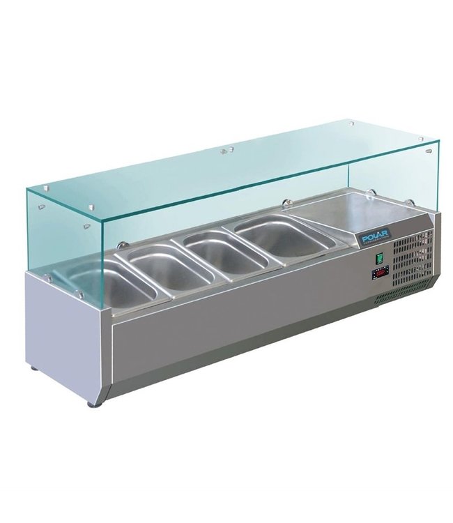 Opzetkoelvitrine 3x 1/3GN + 1x 1/2GN 1200 x 395 x 435 mm - Polar