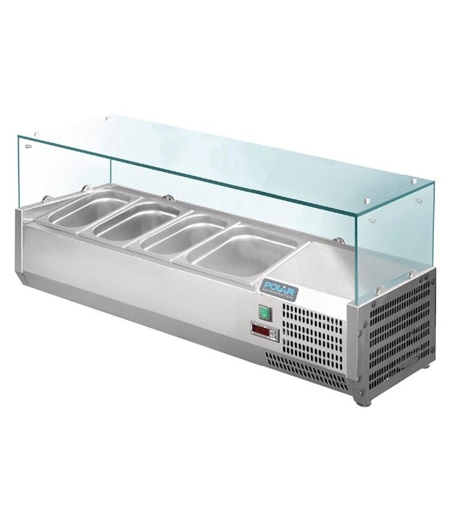 Opzetkoelvitrine 3x 1/3GN + 1x 1/2GN 1200 x 395 x 435 mm - Polar