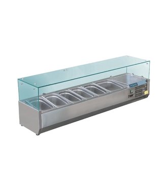 Polar Opzetkoelvitrine 5x 1/3GN + 1x 1/2GN 1500 x 395 x 435 mm (bxdxh) - Polar