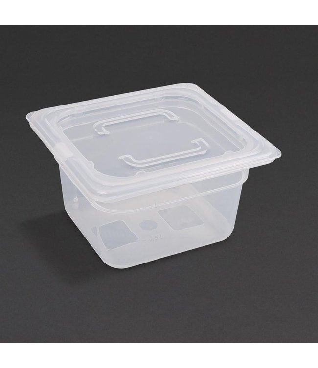 Fusion basic polypropyleen 1/6GN bak m/deksel 1,5 ltr 17,2 x 16,2 x 10 cm | prijs & verp per 4 stuks