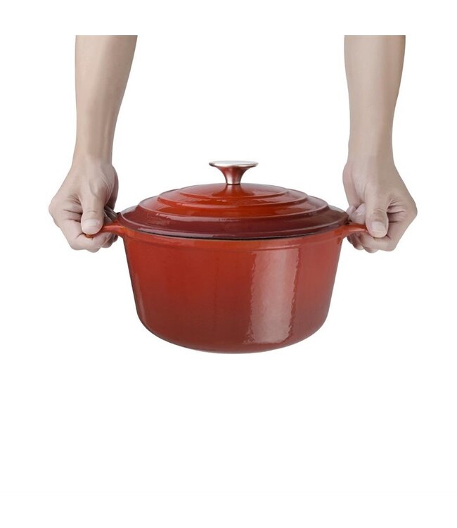 Braadpan rond rood 4 ltr 235 x 125 mm gietijzer - Fusion basic