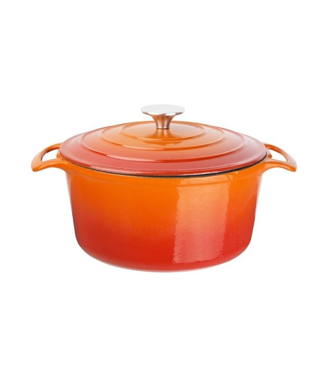 Braadpan rond oranje 4 ltr 235 x 125 mm gietijzer - Fusion basic