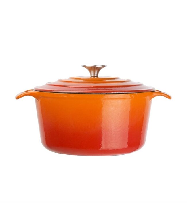 Braadpan rond oranje 4 ltr 235 x 125 mm gietijzer - Fusion basic