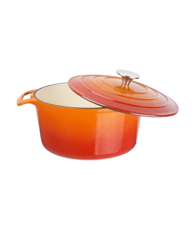 Braadpan rond oranje 4 ltr 235 x 125 mm gietijzer - Fusion basic