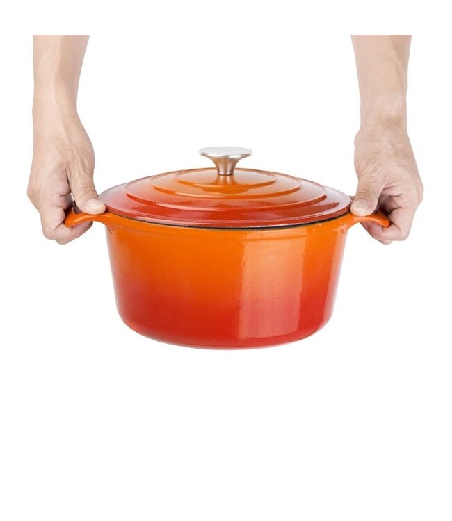 Braadpan rond oranje 4 ltr 235 x 125 mm gietijzer - Fusion basic