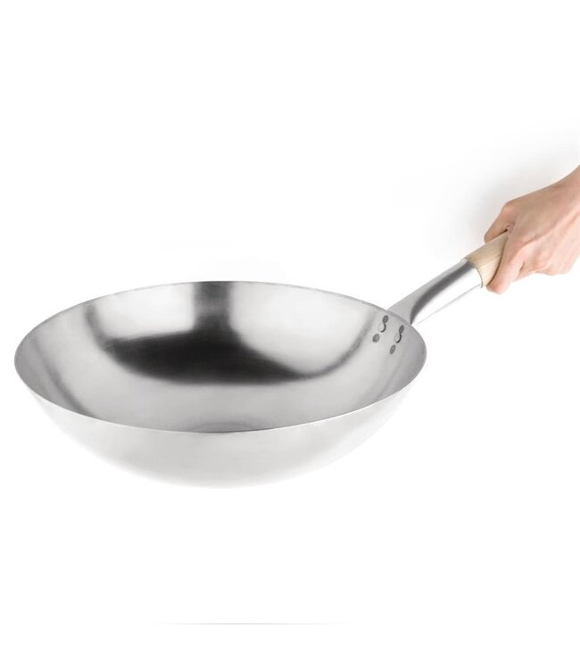 Wok met ronde bodem 356 mm zacht staal - Fusion basic