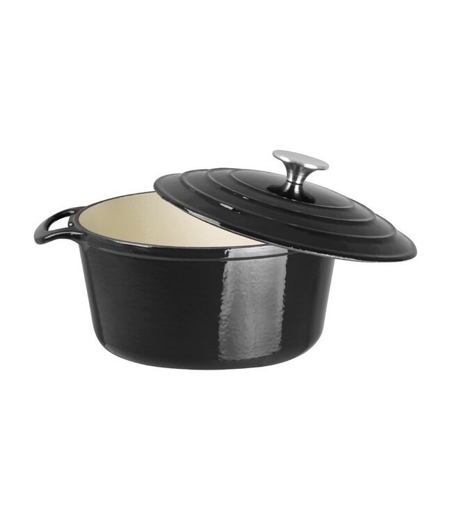 Braadpan rond zwart 4 ltr 235 x 125 mm gietijzer - Fusion basic