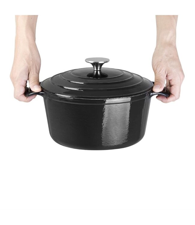 Braadpan rond zwart 4 ltr 235 x 125 mm gietijzer - Fusion basic