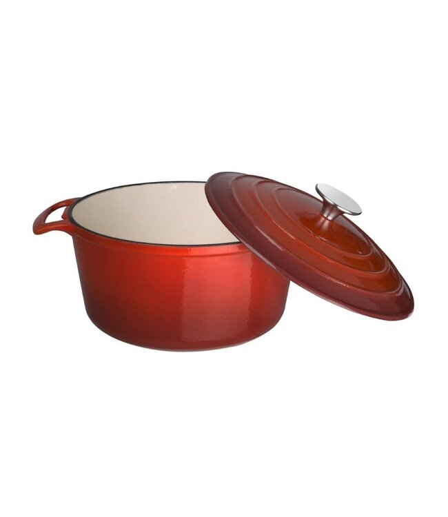 Braadpan rond rood 3,2 ltr 205 x 120 mm gietijzer - Fusion basic