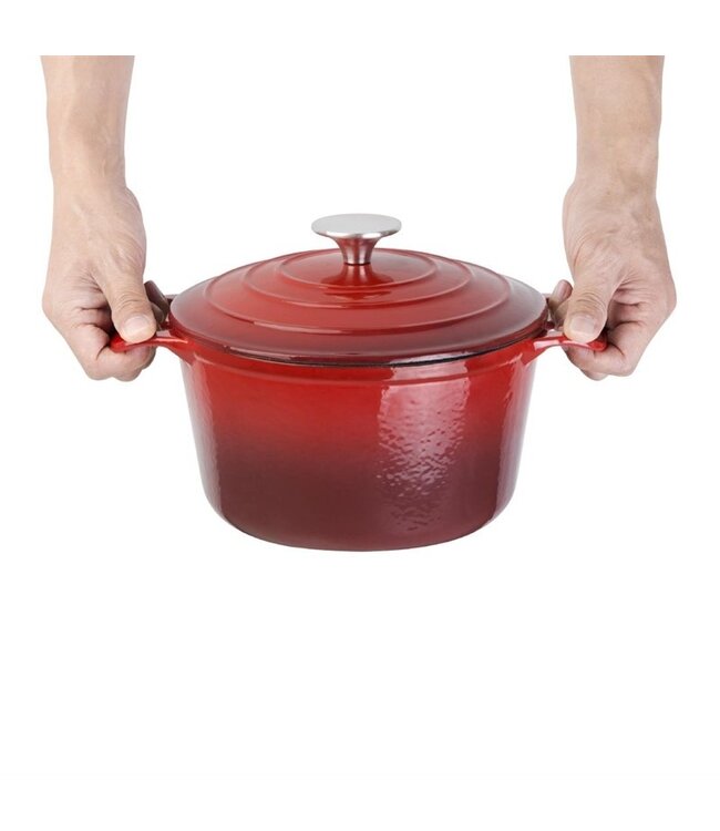 Braadpan rond rood 3,2 ltr 205 x 120 mm gietijzer - Fusion basic