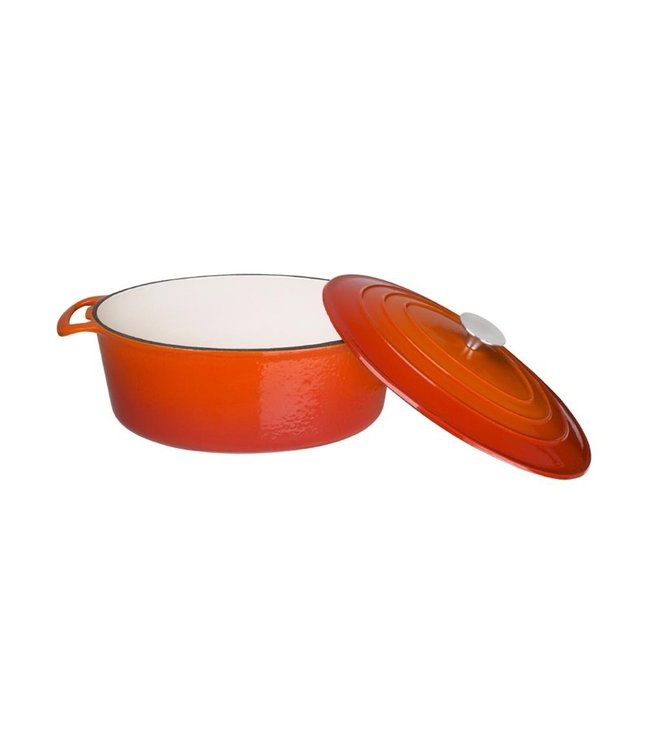 Braadpan ovaal oranje 6 ltr 230 x 305 x 125 mm gietijzer - Fusion basic