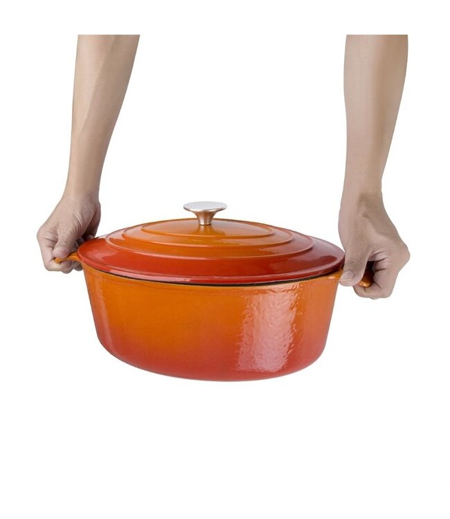 Braadpan ovaal oranje 6 ltr 230 x 305 x 125 mm gietijzer - Fusion basic