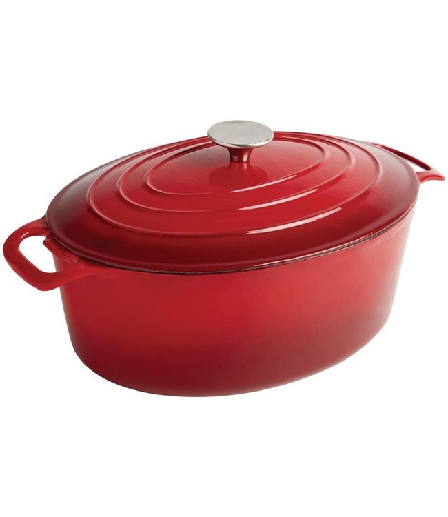 Braadpan ovaal rood 5 ltr 243 x 295 x 110 mm gietijzer - Fusion basic