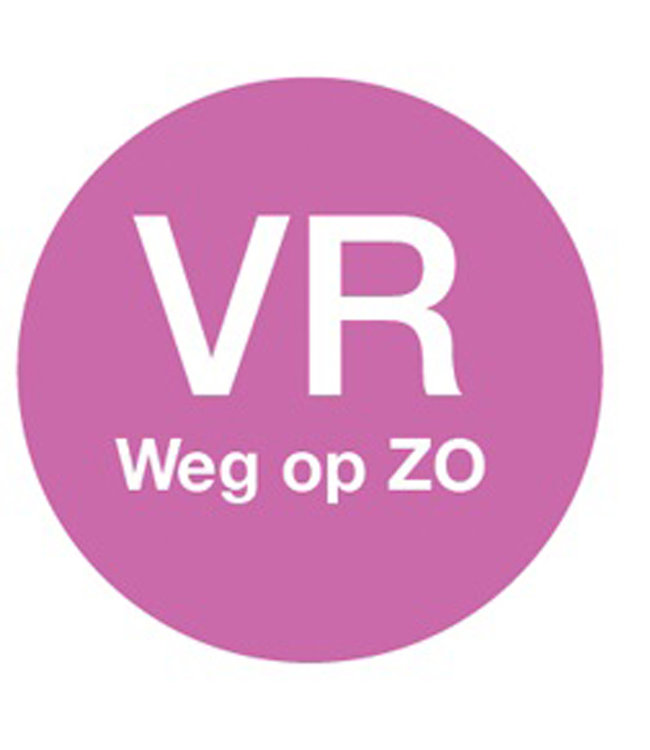 Sticker afwasbaar 'vr weg op zo' 19 mm 500/rol - Daymark | prijs & verp per 12 stuks