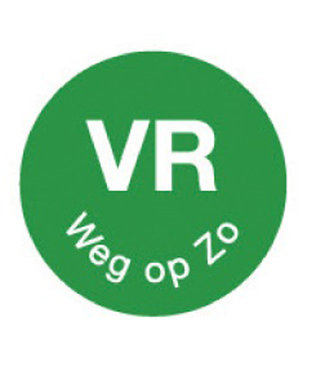 Sticker permanent 'vr weg op zo' 19 mm 1000/rol - Daymark | prijs & verp per 12 stuks