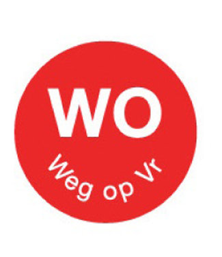 Sticker permanent 'wo weg op vr' 19 mm 1000/rol - Daymark | prijs & verp per 12 stuks