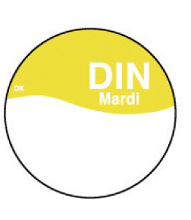 Sticker permanent met schrijfvlak dinsdag 19 mm 1000/rol - Daymark | prijs & verp per 12 stuks