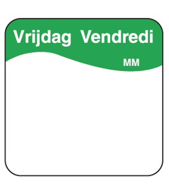 Sticker makkelijk verwijderbaar vrijdag 25 mm 1000/rol - Daymark | prijs & verp per 12 stuks