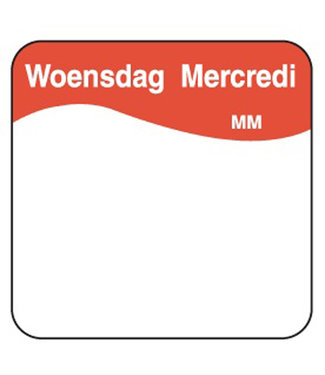 Sticker makkelijk verwijderbaar woensdag 25 mm 1000/rol - Daymark | prijs & verp per 12 stuks