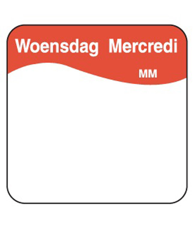 Sticker makkelijk verwijderbaar woensdag 25 mm 1000/rol - Daymark | prijs & verp per 12 stuks