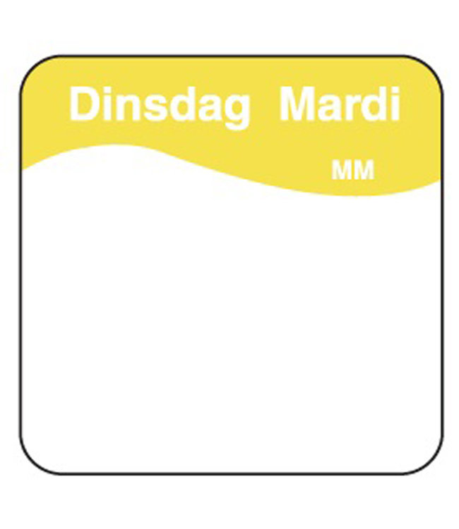 Sticker makkelijk verwijderbaar dinsdag 25 mm 1000/rol - Daymark | prijs & verp per 12 stuks