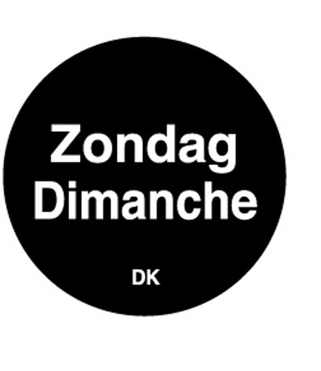 Sticker permanent zondag 19 mm 1000/rol - Daymark | prijs & verp per 12 stuks