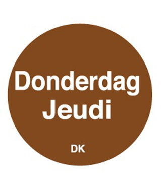 Sticker permanent donderdag 19 mm 1000/rol - Daymark| prijs & verp per 12 stuks