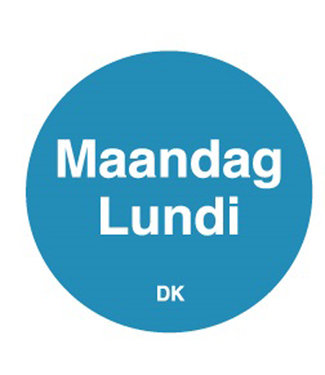 Sticker permanent maandag 19 mm 1000/rol - Daymark | prijs & verp per 12 stuks