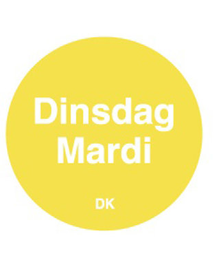 Sticker permanent dinsdag 19 mm 1000/rol - Daymark | prijs & verp per 12 stuks