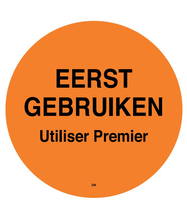 Sticker permanent 'eerst gebruiken' 500/rol - Daymark