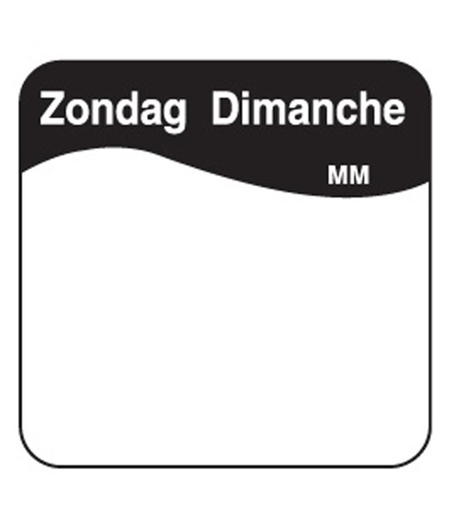 Sticker volledig oplosbaar zondag 25 mm 500/rol - Daymark | prijs & verp per 12 stuks