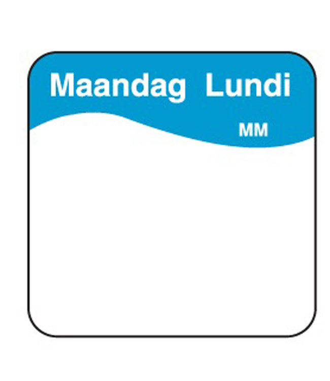 Sticker volledig oplosbaar maandag 25 mm 500/rol - Daymark | prijs & verp per 12 stuks