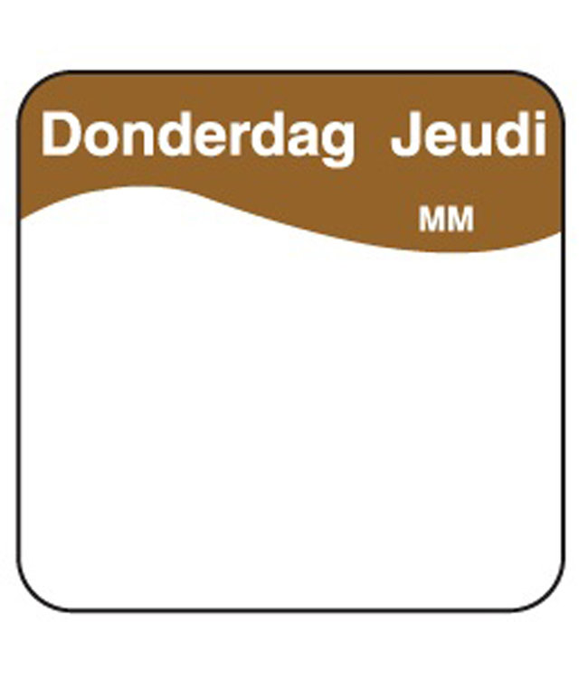 Sticker volledig oplosbaar donderdag 25 mm 500/rol - Daymark | prijs & verp per 12 stuks