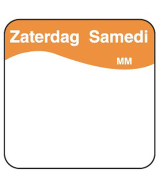 Sticker volledig oplosbaar zaterdag 25 mm 500/rol - Daymark | prijs & verp per 12 stuks