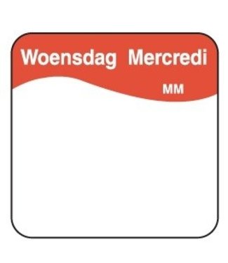 Sticker volledig oplosbaar woensdag 25 mm 500/rol - Daymark | prijs & verp per 12 stuks