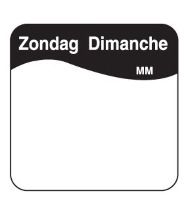 Sticker makkelijk verwijderbaar zondag 25 mm 1000/rol - Daymark | prijs & verp per 12 stuks