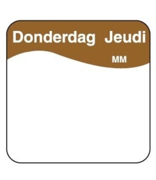 Sticker makkelijk verwijderbaar donderdag 25 mm 1000/rol - Daymark | prijs & verp per 12 stuks