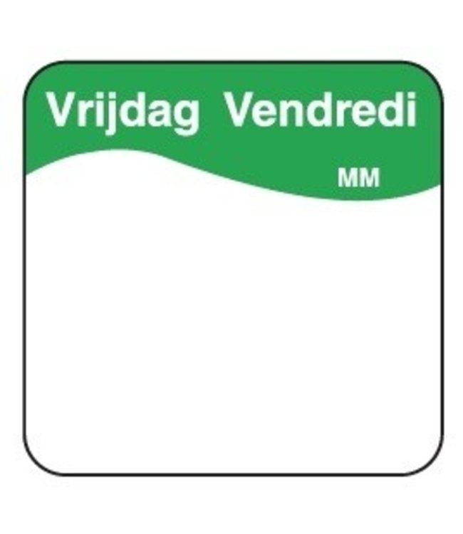 Sticker volledig oplosbaar vrijdag 25 mm 500/rol - Daymark | prijs & verp per 12 stuks