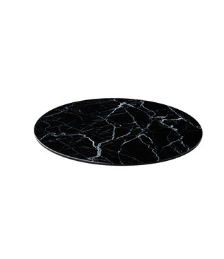 Plateau marmerlook zwart rond 330 mm - Melamine | prijs & verp per 3 stuks