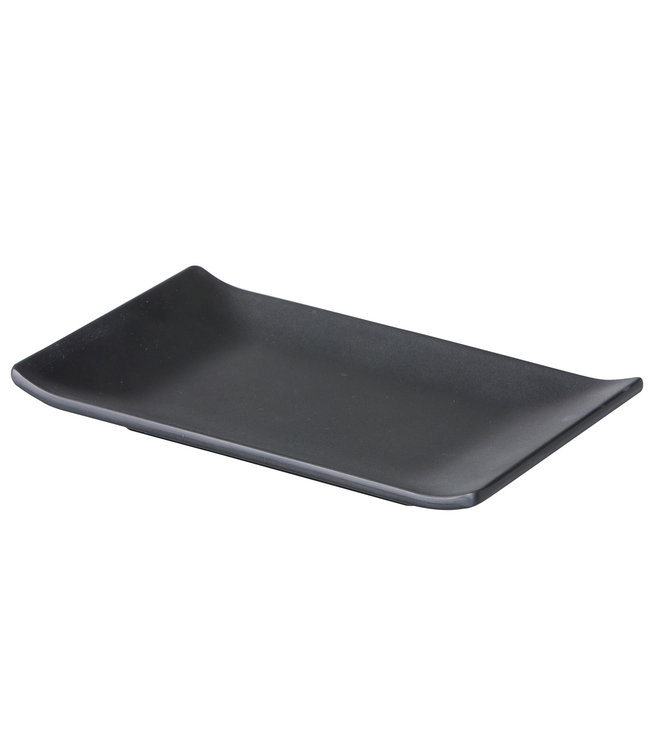 Bord rechthoekig met opstaande rand 234 x 147 mm zwart melamine - Asia | prijs & verp per 12 stuks