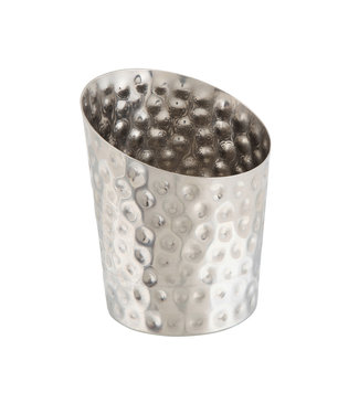 Sans Marque Friet/presentatiebakje gehamerd schuin 95 mm - Roestvrijstaal | prijs & verp per 24 stuks