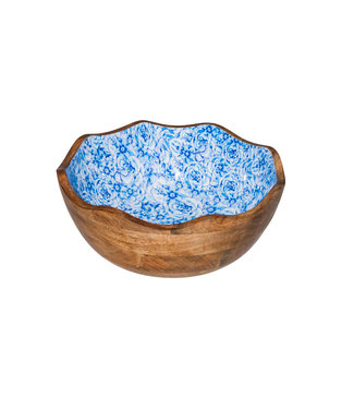Sans Marque Kom blauwe bloem Ø300 x 110 mm - Hout